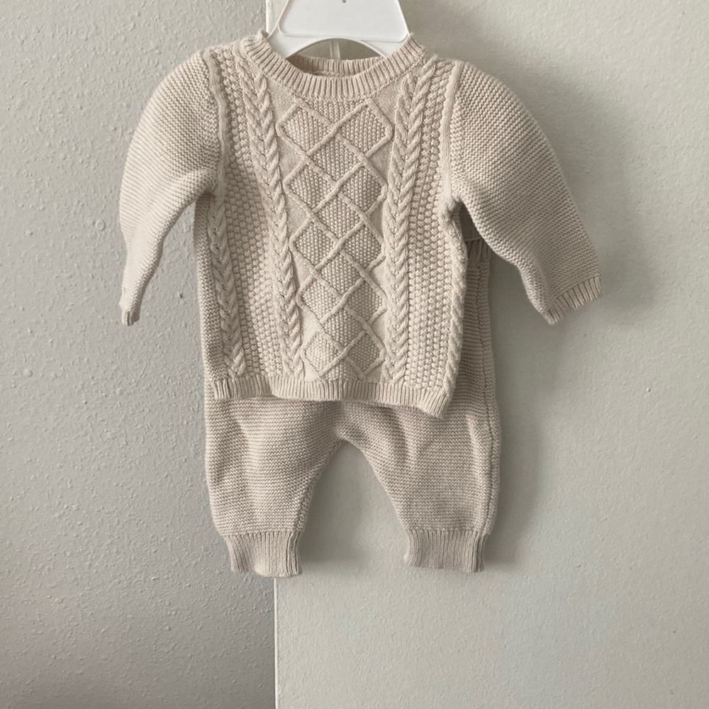Tan long sleeve set for baby girl or boy